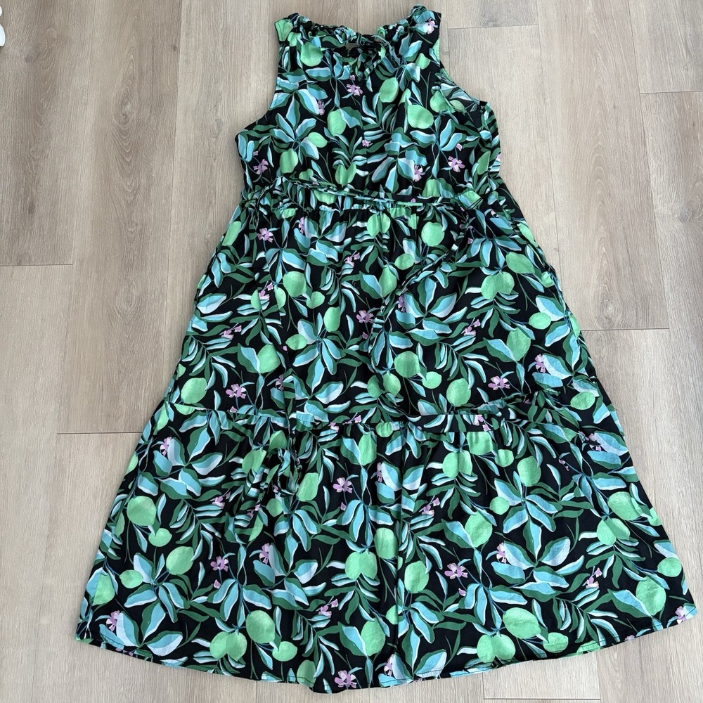 Ava & Viv Womens Dress 1X Black Floral Sleeveless Tiered Maxi Cotton Blend Boho - Picture 8 of 16